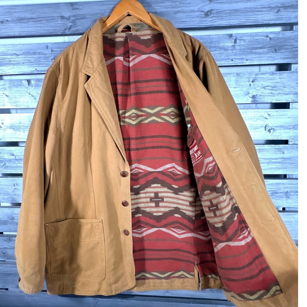 The Territory Ahead Mens Canvas Chore Barn Field Coat Southwestern Aztec Lined L